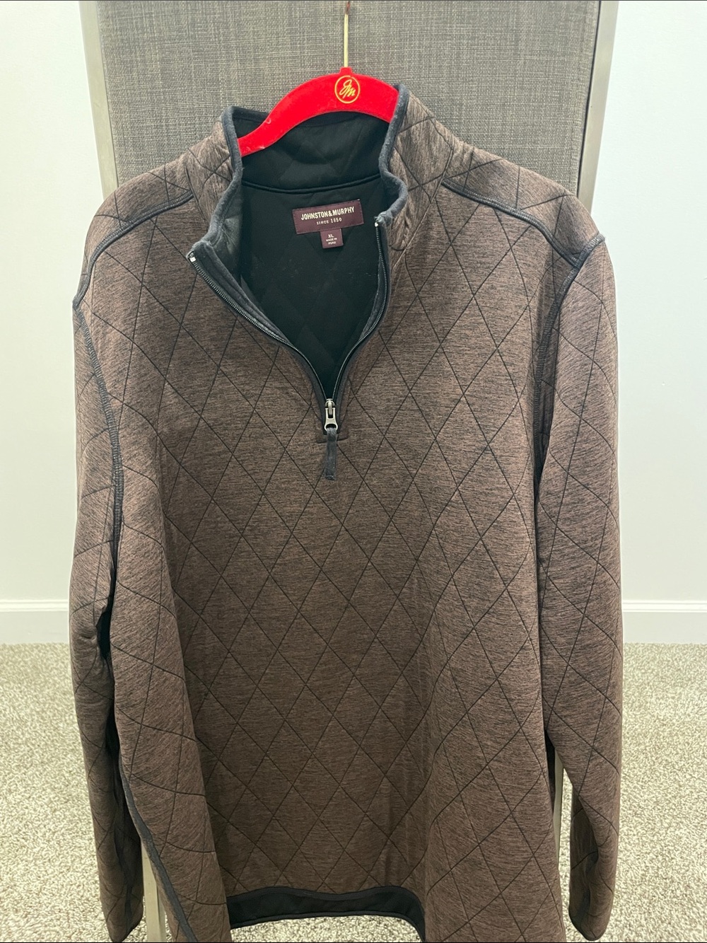 Johnston & Murphy Brown Quilted Zip-Front Sweater